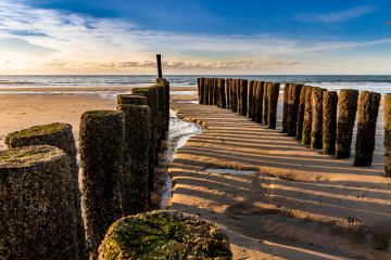 Zonnig paalhoofd op het Domburgse strand